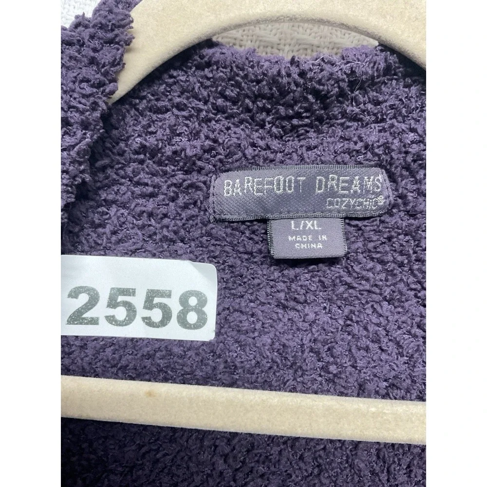 Barefoot Dreams Cardigan Womens L/XL Purple Cozychic Lite  Open Fuzzy Soft
